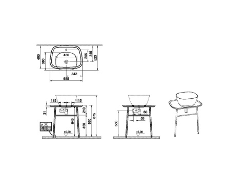 62561 Plural Столешница-консоль 70 см под раковину цвет матовый белый VITRA фото 3