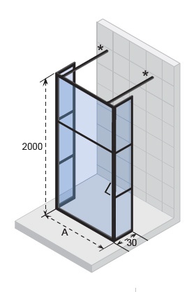 GRID GB404 300x1000x2000 душевая перегородка, черный RIHO фото 1