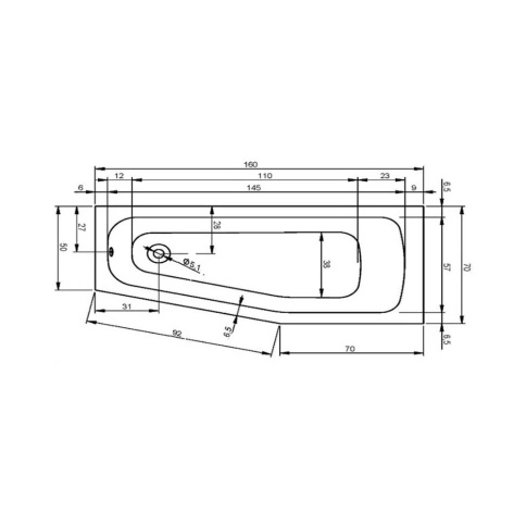 B046001005 AMALFI LEFT Ванна 160x70 RIHO фото 3