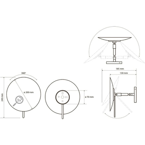 116201332 Косметическое зеркало d.200 мм (поворот на 360) хром BEMETA фото 2
