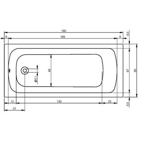 B044001005 MILANО Ванна 180x80 RIHO фото 2