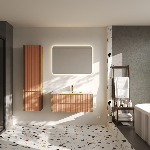 V100L Тумба под раковину/столешницу Валенсия 100 Бежево-розовый (RAL 3012) фото 2