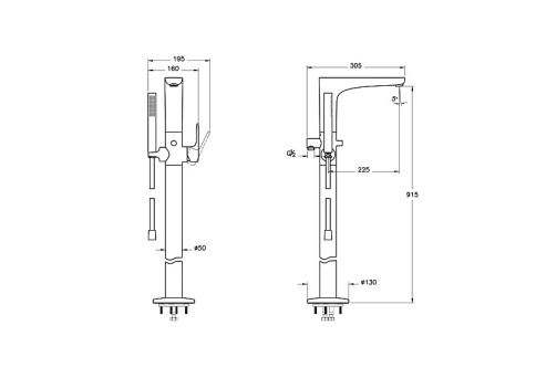 A4274123EXP Root Round смеситель для ванны с ручным душем напольный золото VITRA фото 2
