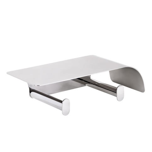 157112161 ORGANIC Двойной держатель для туалетной бумаги с полкой сталь полированная BEMETA фото 1