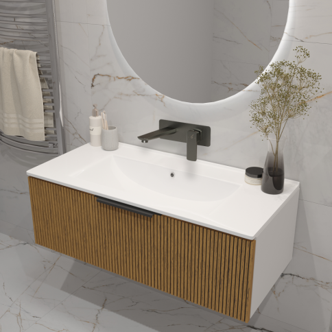 K100BT Тумба под раковину/столешницу Кито 100 Белый/Тростник фото 3