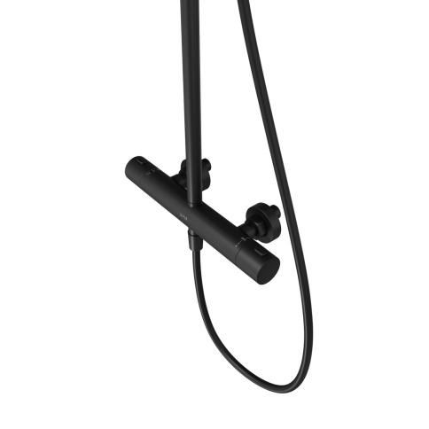 A4729836EXP JOY Round Душевая стойка с термостатом с верхним и ручным душами черный матовый VITRA фото 4