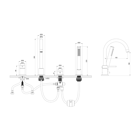 OL-669017-MB Y-LINE Смеситель для ванны с душевым гарнитуром черный матовый OLIVEEKA фото 3