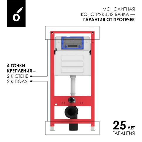 OL-MQ-003 Инсталляция для подвесного унитаза OLIVEEKA фото 2