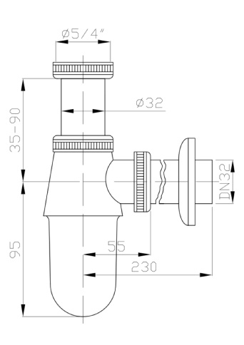 EMCR001 Сифон бутылочный для раковины (латунь) хром PLASTBRNO фото 2
