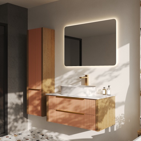 V100L-KPW Тумба со столешницей Валенсия 100 Бежево-розовый (RAL 3012) фото 4