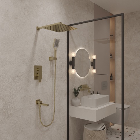 OL-939003-BG D-LINE Комплект встраиваемой душевой системы на 3 потребителя матовое золото OLIVEEKA фото 2