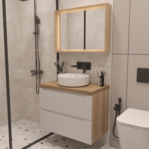 PZD80 Зеркало с полкой Парма 80 с подсветкой Дуб фото 2