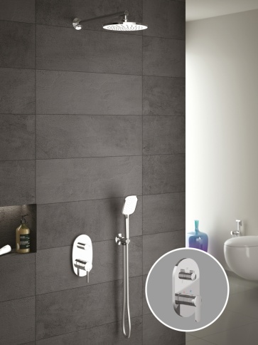 AS2200 Встраиваемый смеситель Sardes с душевой лейкой и головным душем хром TESKA фото 2