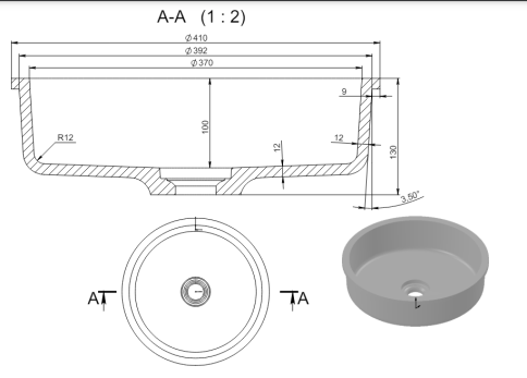 1.02.015.11.1 URAN Раковина врезная 41x41 Soft Rock Белый матовый HOLBI фото 4