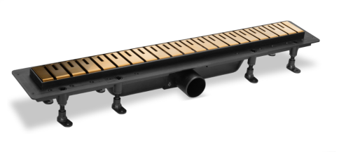 SZA8400 Душевой лоток с решеткой 40см из нержавеющей стали DESIGN2 цвет матовое золото PLASTBRNO фото 1