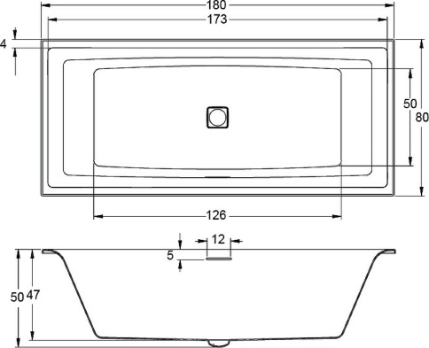 B099004005 Ванна STILL SQUARE 180x80 подголовник с подсветкой слева RIHO фото 5