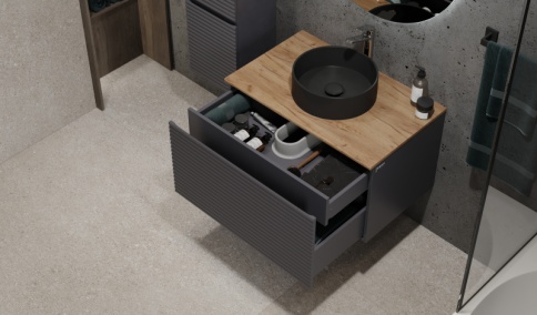 *Coss.01.80/P/A-DZ/JR Тумба Cossety 80 подвесная Антрацит/Дуб Крафт золотой антрацит JORNO фото 2