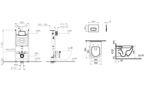 9856B003-7200 Комплект унитаза с инсталляцией Vitra Mia Round с сиденьем микролифт и клавишей смыва Хром матовый фото 2