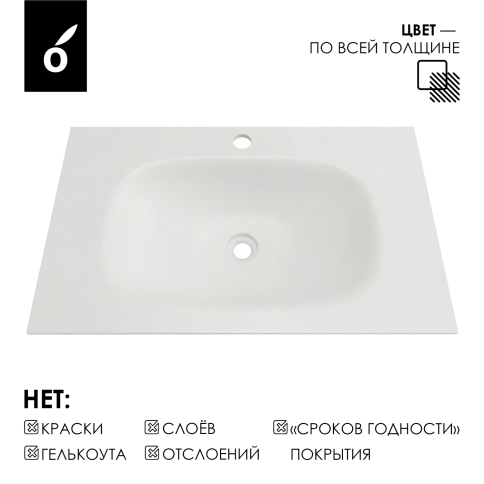 F100WF Раковина накладная Solid Flow 100см белый матовый OLIVEEKA фото 5