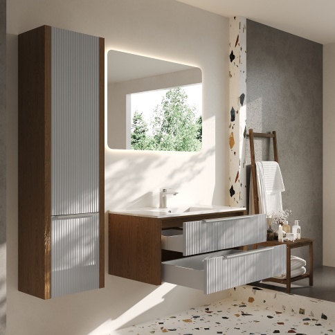 V90S Тумба под раковину/столешницу Валенсия 90 Камень (RAL 7047) фото 3