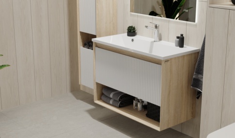 Toss.01.90/P/SS-W/JR Тумба Tossony 90 подвесная Сонома светлая/Белый белый JORNO фото 1