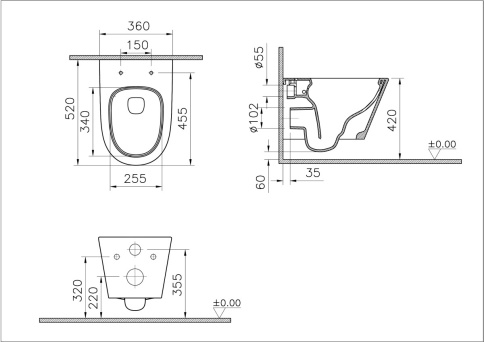 8302B003-6404 M50 подвесной безободковый унитаз VortexFlush (торнадо) с сиденьем микролифт фото 7