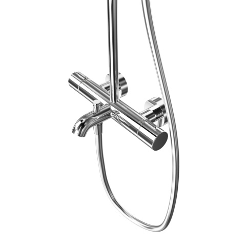 A47303EXP BASE Round Душевая стойка с термостатом с изливом, верхним и ручным душами хром VITRA фото 4