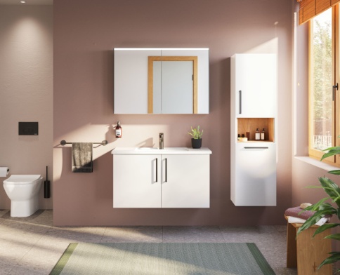 66912 Зеркало-шкаф 100 см с подсветкой и розеткой антрацит VITRA фото 2