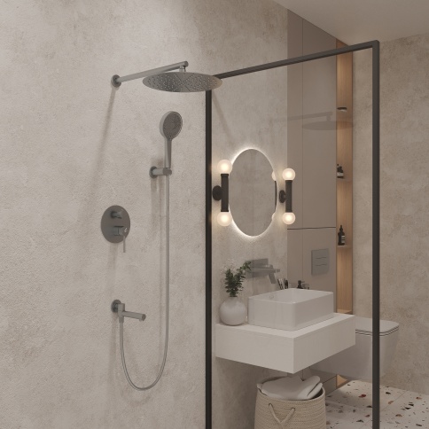 OL-939017-CR Y-LINE Комплект встраиваемой душевой системы на 3 потребителя хром OLIVEEKA фото 2