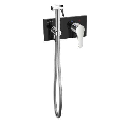 BTK6420B Встраиваемый смеситель c гигиеническим душем Elsa черное стекло TESKA фото 1