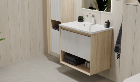 Toss.01.70/P/SS-W/JR Тумба Tossony 70 подвесная Сонома светлая/Белый белый JORNO фото 2