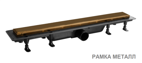 SZH9550 Душевой лоток с рамкой и решеткой 55см из нержавеющей стали DESIGN4 цвет матовое золото PLASTBRNO фото 1