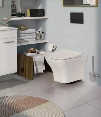 7484B003-0075 Zentrum Square Подвесной безободковый SmoothFlush унитаз без сиденья фото 2