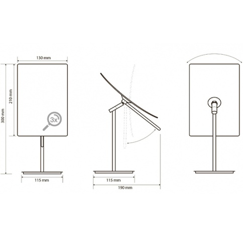 116201312 Косметическое зеркало прямоугольное настольное  (поворот на 360) хром BEMETA фото 2