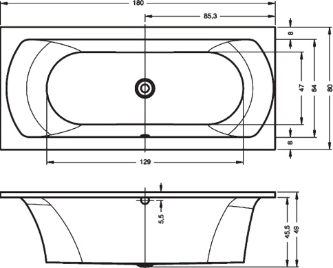 B052001005 LIMA Ванна 180x80 RIHO фото 2