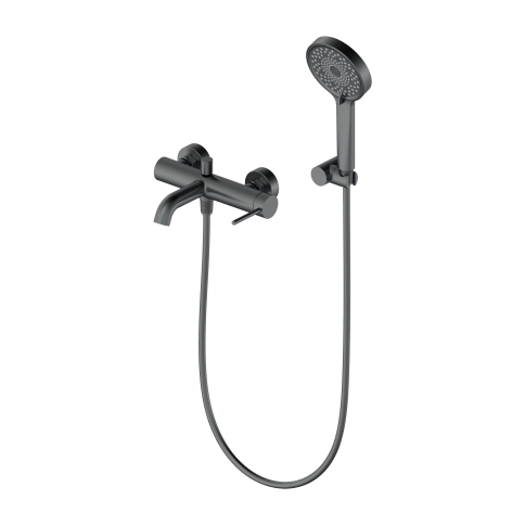 OL-639017-BGM Y-LINE Смеситель для ванны с душевым гарнитуром оружейный металл OLIVEEKA фото 1