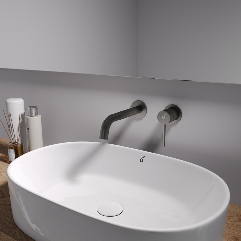 OL-88869017-BGM Y-LINE Смеситель для раковины настенный оружейный металл OLIVEEKA фото 2