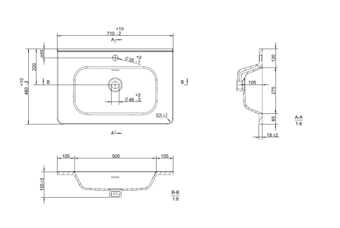Stur.08.70/W/JR Раковина Sturdy 70 белая JORNO фото 2