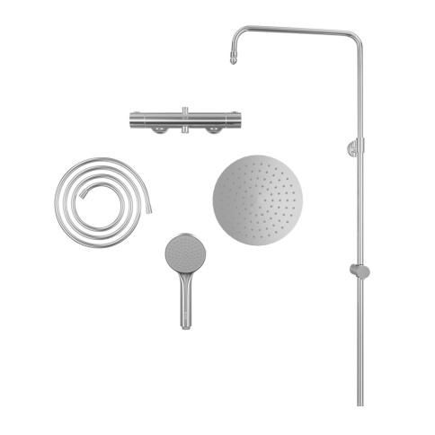 A47298EXP JOY Round Душевая стойка с термостатом с верхним и ручным душами хром VITRA фото 3