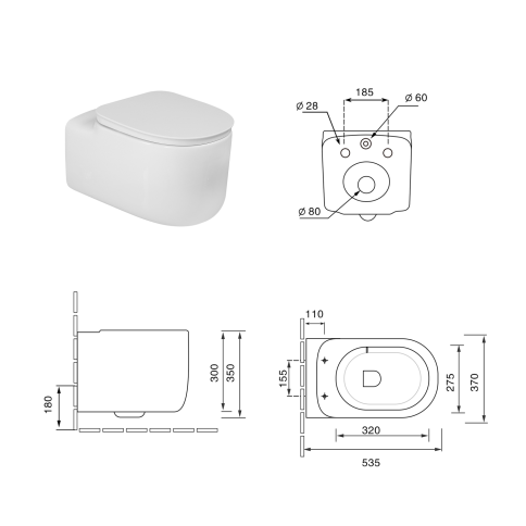 OL-G27 Унитаз подвесной безободковый Tornado с сиденьем микролифт белый OLIVEEKA фото 8