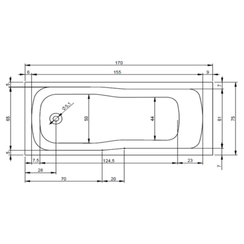 B048001005 PALERMO Ванна 170x75 RIHO фото 2