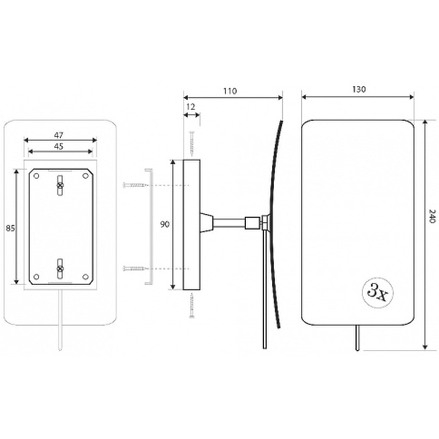 112201222 Косметическое зеркало прямоугольное хром BEMETA фото 2