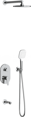 AS3400 Встраиваемый смеситель Amos с изливом, душевой лейкой и головным душем, хром TESKA фото 1
