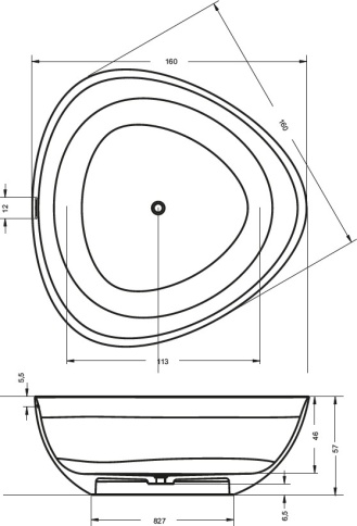B125001105 OVIEDO ванна 160x160 белая матовая RIHO фото 2