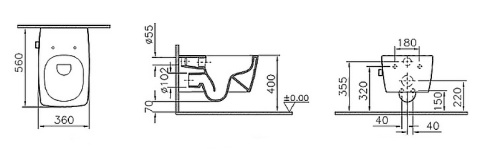 7672B003-1687 Metropole Rim-Ex Подвесной безободковый унитаз с функциями VitrAflush и VitrAfresh с функцией биде без сиденья фото 3