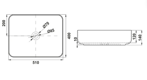 *MLN-320353MB Раковина MELANA 51 матовая черная черный матовый JORNO фото 3