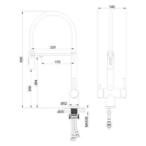 OL-458009-BN Кухонный смеситель с гибким изливом брашированный никель OLIVEEKA фото 3