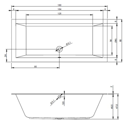 B133001005 LUGO Ванна 180x80 RIHO фото 4