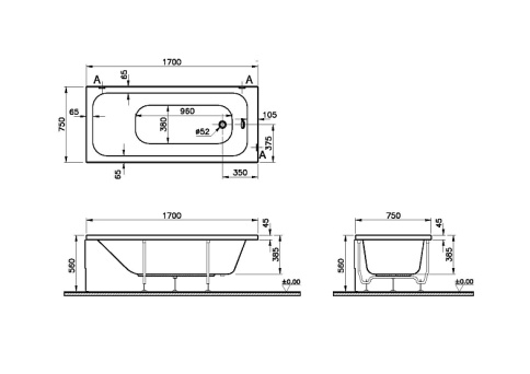 64570001000 Optimum Neo ванна 170x75 VITRA фото 3