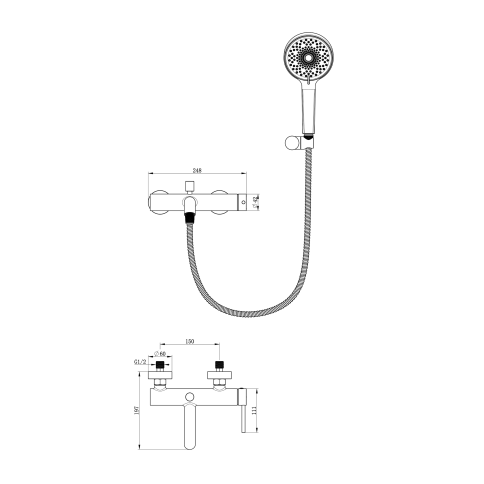 OL-639017-BGM Y-LINE Смеситель для ванны с душевым гарнитуром оружейный металл OLIVEEKA фото 3